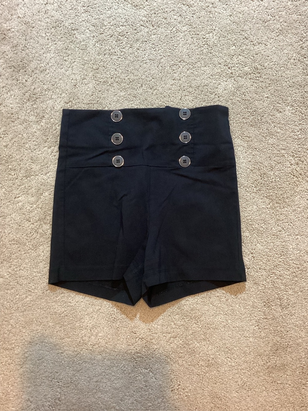 Windsor Black High-Waist Sailor Button Shorts